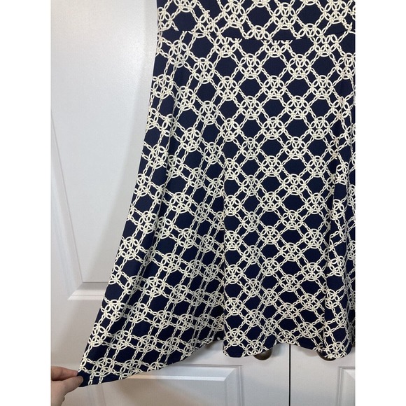 Talbots Dress Women’s Size L Blue White Nautical Rope Print Fit & Flare Preppy - Picture 6 of 11